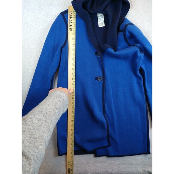 Chico's Zenergy Longline Hooded Jacket Reversible Blue Women’s Small Cardigan - Picture 9 of 11